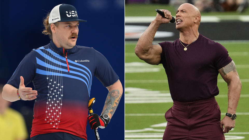 The Rock has an open invitation to try his hand at curling. (Photos via Getty)