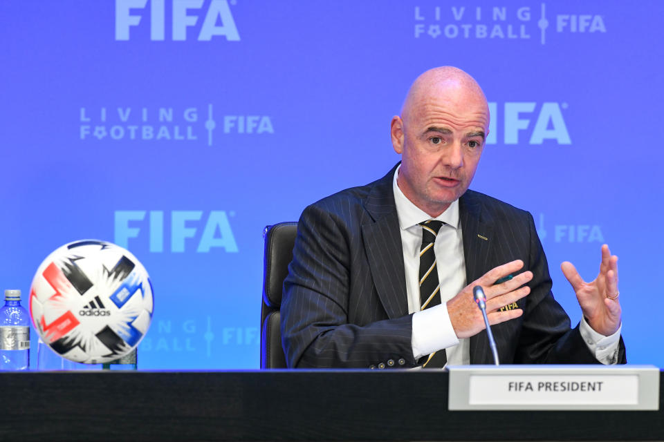 FIFA President Gianni Infantino has tested positive for COVID-19, the organization announced. (Ben Moreau/Getty Images)