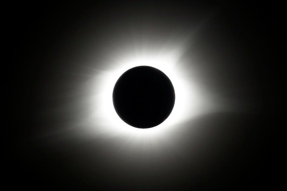 The period of total coverage during the solar eclipse is seen near Hopkinsville, Ky. Monday, Aug. 21, 2017.