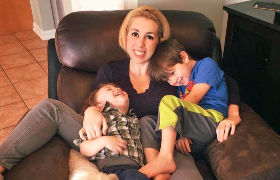 Thea Smuckler, 29, with her sons Lucas and Jack. Source: Caters