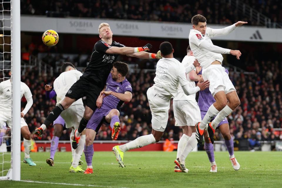 Wrong end: Jakub Kiwior head past his own goalkeeper for the only goal (Getty Images)