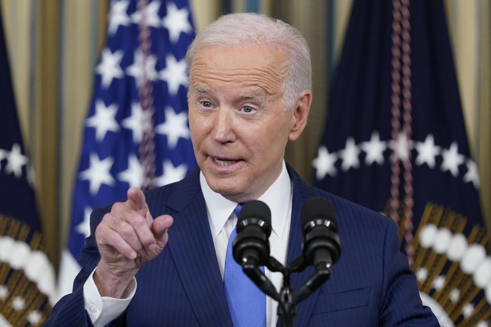 President Joe Biden speaks in the State Dining Room of the White House in Washington, Wednesday, Nov. 9, 2022. (AP Photo/Susan Walsh)