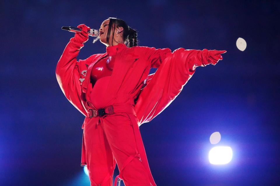 Rihanna performing at the 2023 Super Bowl (AP)