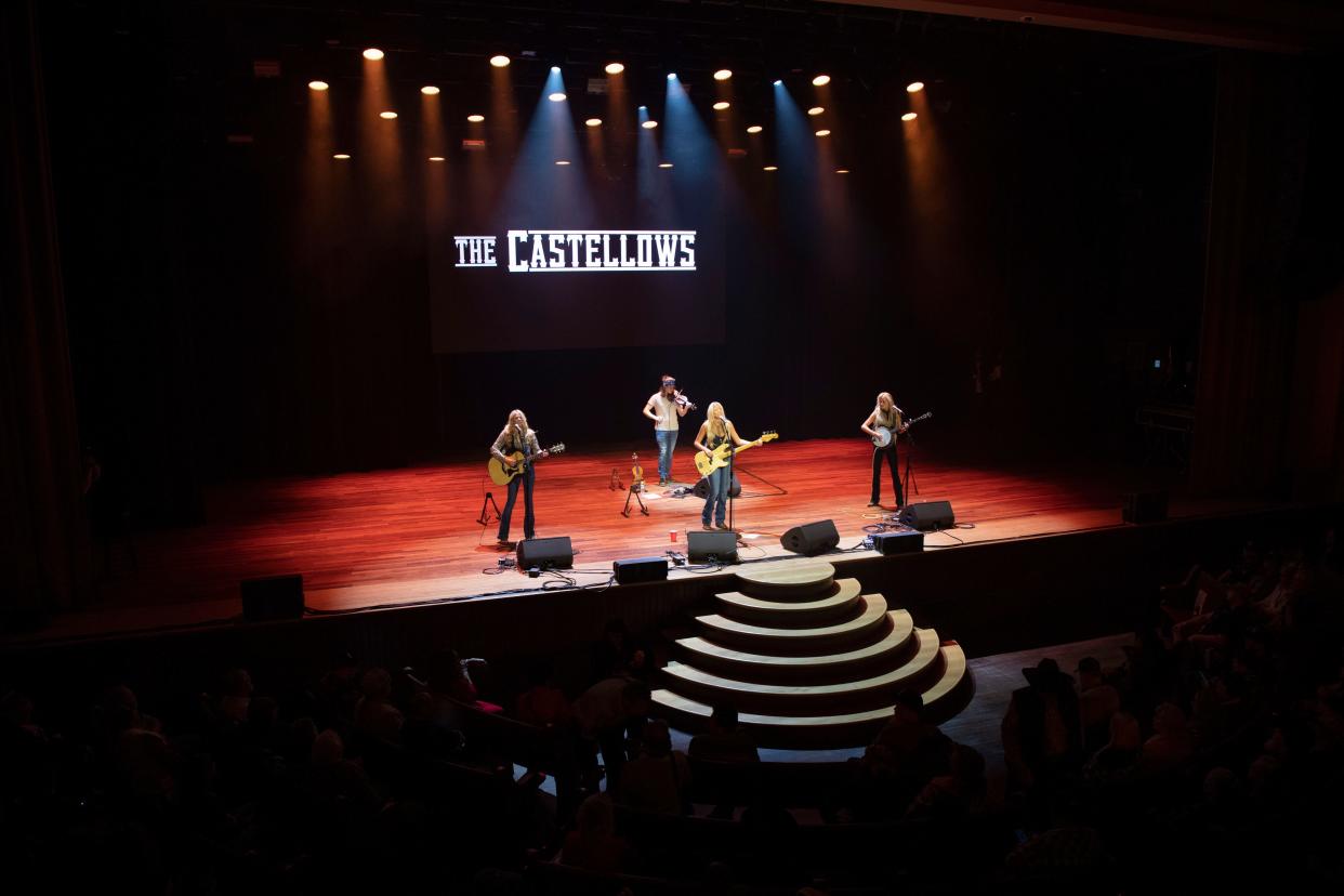 The Castellows perform ahead of Luke Combs during the "Living Lucky With Luke Combs" concert at the Ryman Auditorium in Nashville, Tenn., Tuesday, Feb. 6, 2024. The performance was part of a multi-state lottery experience which was created via collaboration between ECE, Atlas Experiences, and Luke Combs.