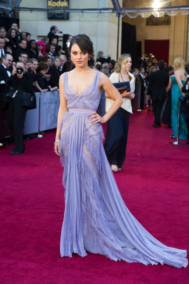 <p>Portman’s <em>Black Swan </em>co-star was also on the best dressed list that night, in a romantic, lacy, lavender Elie Saab gown.</p>