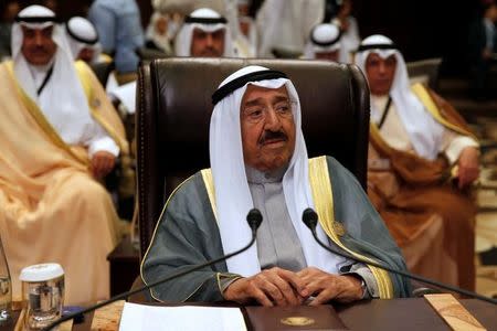 Emir of Kuwait Sabah Al-Ahmad Al-Jaber Al-Sabah attends the 28th Ordinary Summit of the Arab League at the Dead Sea, Jordan March 29, 2017. REUTERS/Mohammad Hamed/Files