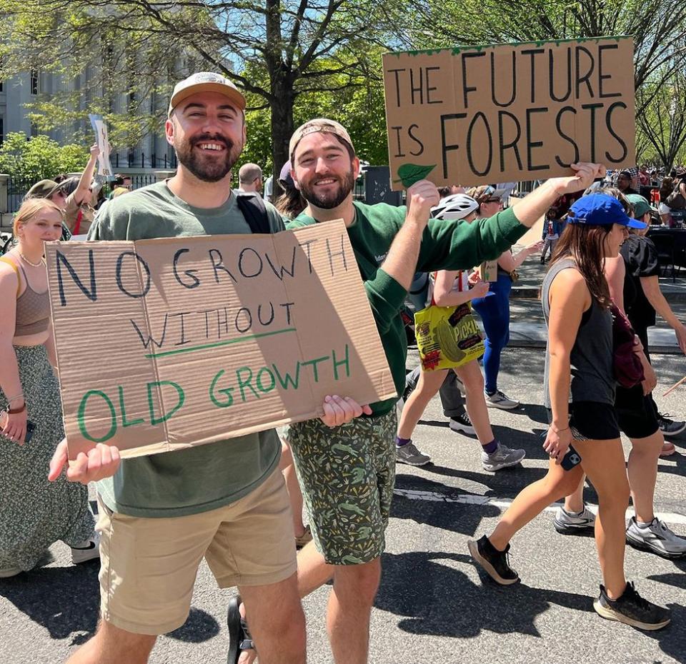 pattie gonia climate action rally protesters