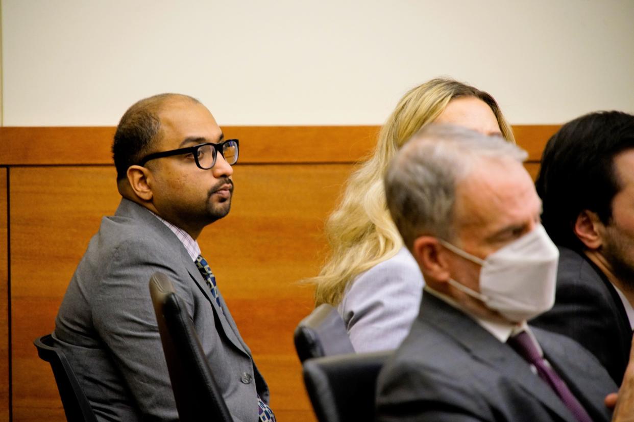 Robin Sebastian, 34, left, went on trial for aggravated murder beginning Monday, Dec. 11, 2023, in Franklin County Common Pleas Court in the stabbing death of 33-year-old Pradeep Anand.