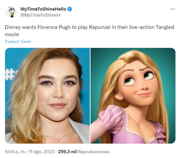 Remake live-action de Enredados podría estar en desarrollo y los fans piden  a Florence Pugh como Rapunzel