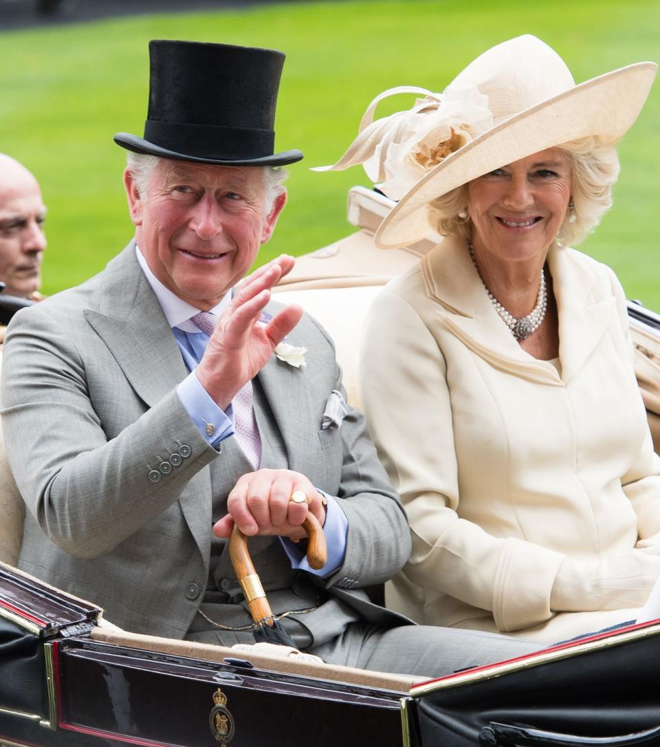 <p>Prince Charles and Camilla Parker Bowles waved to well-wishers on their way into the stadium.</p>