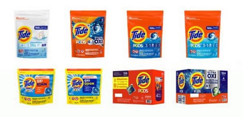 The varieties of Tide Pods recalled.