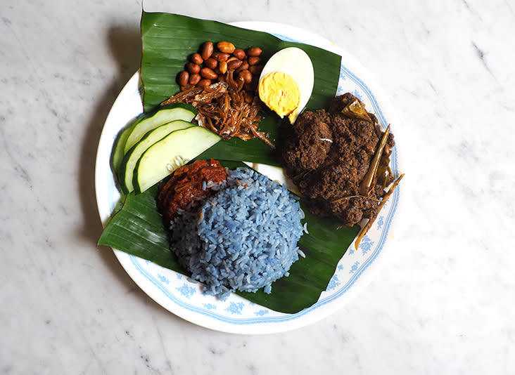 The perennial favourite 'nasi lemak' is paired with a rich 'buah keluak' lamb 'rendang'