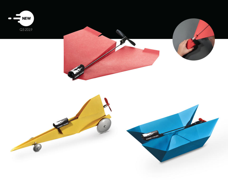 PowerUp Toys, the makers of a smartphone-controlled paper airplane kit, is atToy Fair 2019 with three new gizmos to occupy your free time