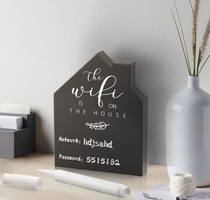 This handy chalkboard sign will stop constant requests for the Wifi password