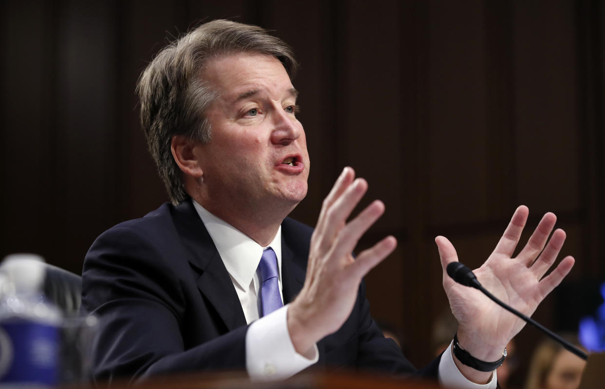 Brett Kavanaugh testifies before the Senate Judiciary Committee on Sept. 6. (Photo: Alex Brandon/AP)