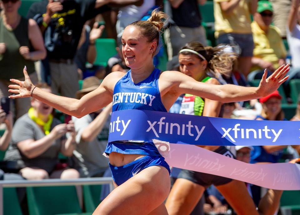 At the USA Track and Field Championships, Dublin Coffman grad Abby Steiner won the 200 meters in 21.77 seconds, finishing .15 faster than runner-up Tamara Clark.