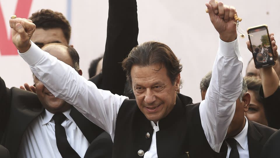 Pakistan's former Prime Minister Imran Khan attends a lawyers' convention in Lahore on September 21, 2022. - Arif Ali/AFP/Getty Images