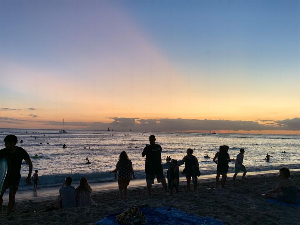 beach in hawaii at sunset