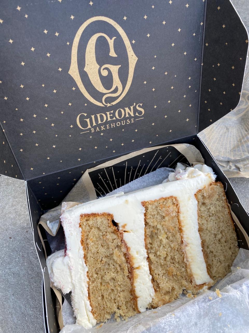 A Kris Kringle cake slice at Gideon's Bakehouse in December 2021.