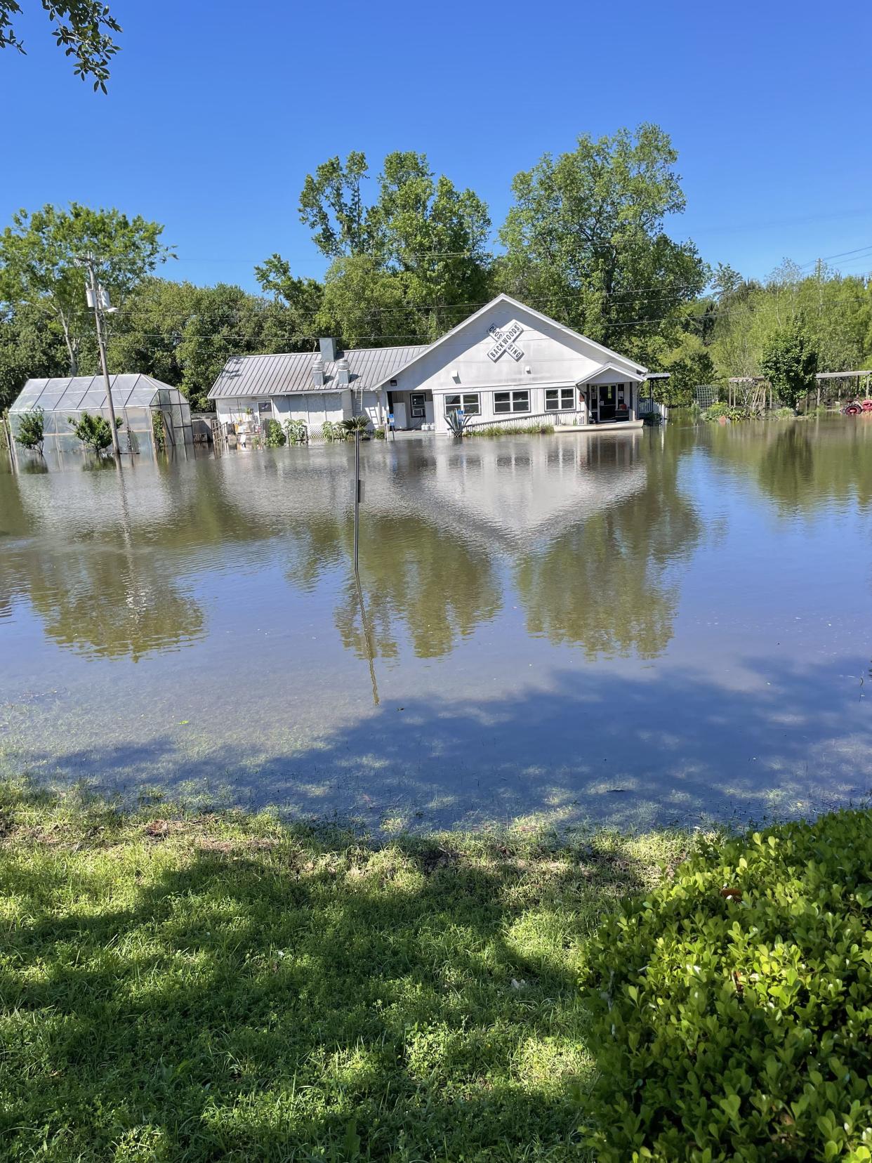 Backwoods Crossing, a popular local restaurant adjacent to Cross Creek, experienced flooding during the unprecedented rainfall on April 11, 2024.