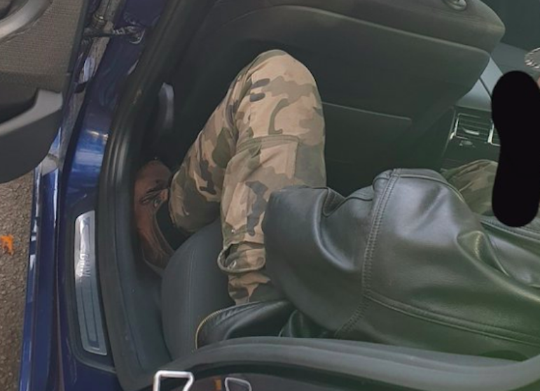 Police tweeted an image of a driver in the back of a police car. (Staffordshire Police Road Policing Unit)