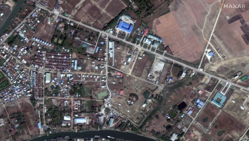 A satellite image shows Sittwe before the landfall of Cyclone Mocha