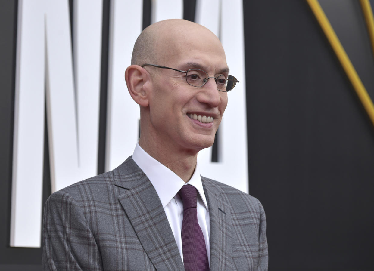 NBA Commissioner Adam Silver arrives at the NBA Awards on Monday, June 24, 2019, at the Barker Hangar in Santa Monica, Calif. (Photo by Richard Shotwell/Invision/AP)