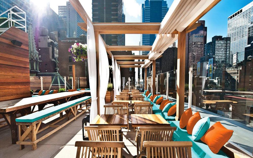 Haven Rooftop restaurant at the Sanctuary Hotel is open year-round and provides spectacular views of Times Square