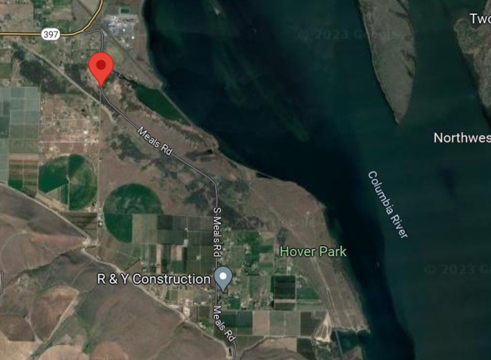 A Level 2 evacuation order is in place for the area from the intersection of South Piert Road and Meals Road, south to East Hover Road, and East to the Columbia River.