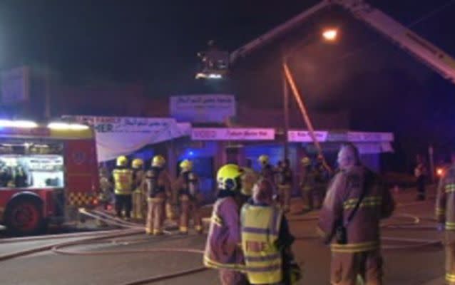 Firefighters at the scene of the blaze on Saturday night. Source: 7 News.