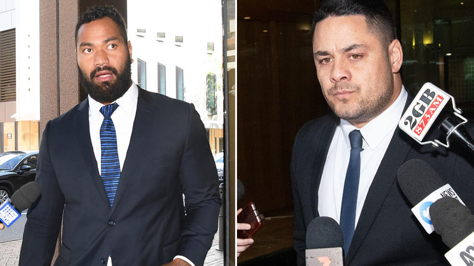 Pictured here, Tony Williams and Jarryd Hayne at separate court apperances.