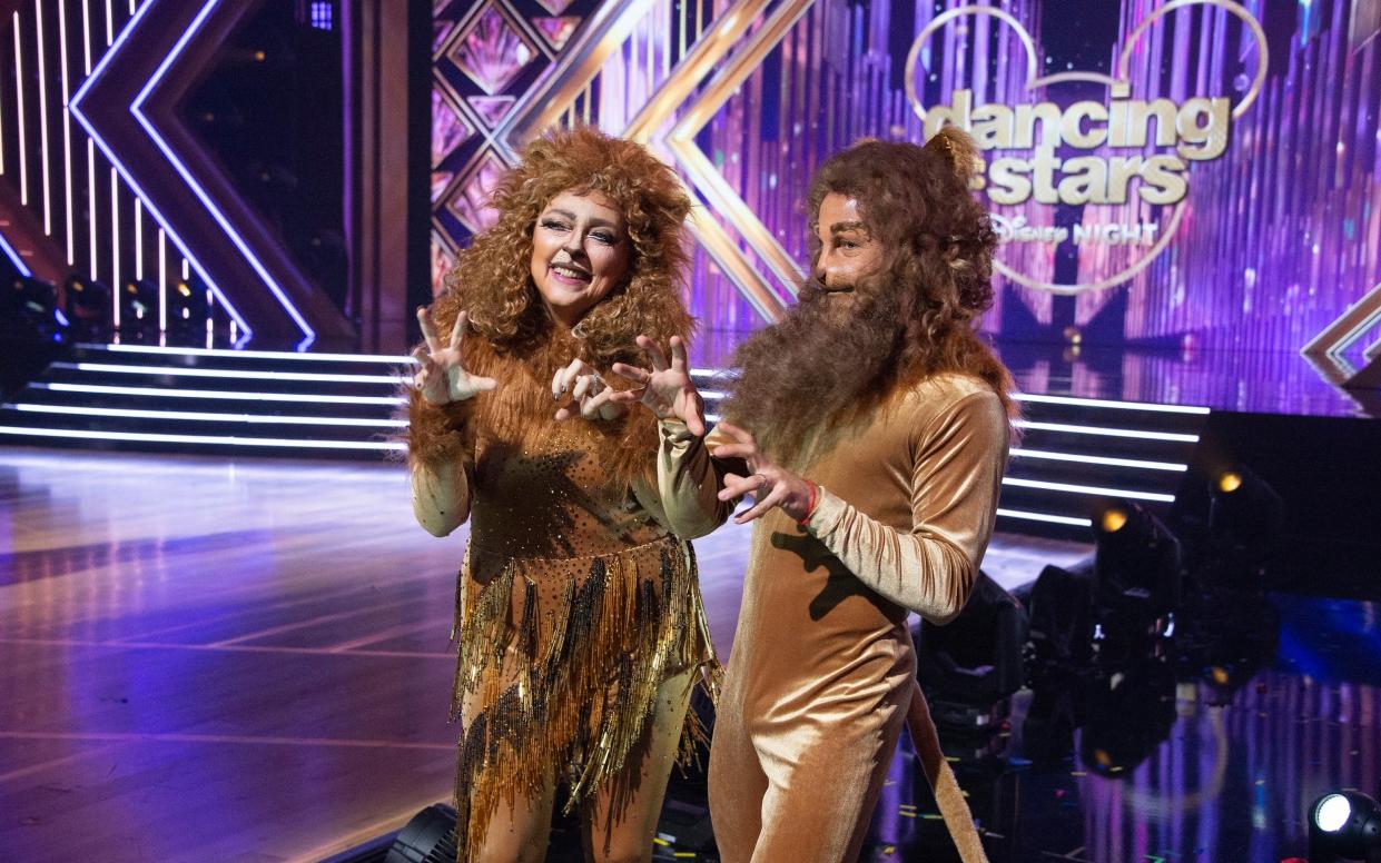 Tiger King star Carole Baskin (left) appearing on Dancing With the Stars in 2020