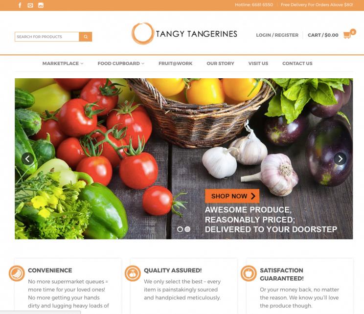 Tangy Tangerines, a grocer that delivers fruits and vegetables to homes in Singapore (Photo: Tangy Tangerines' website)