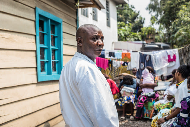 Kamate Muhindo is head nurse at the Majengo Marie Health Center in the Democratic Republic of Congo. He is passionate about saving lives in his community, even if his salary is not enough to feed his six children. “The biggest problem is that many patients are not able to pay for treatment or consultation,” he says. He also says that COVID-19 has made the situation worse, “We hope that with partners and advocates we will have the necessary equipment to protect ourselves during our work because at the moment there is not enough for everyone.” Photographer: Karin Schermbrucker