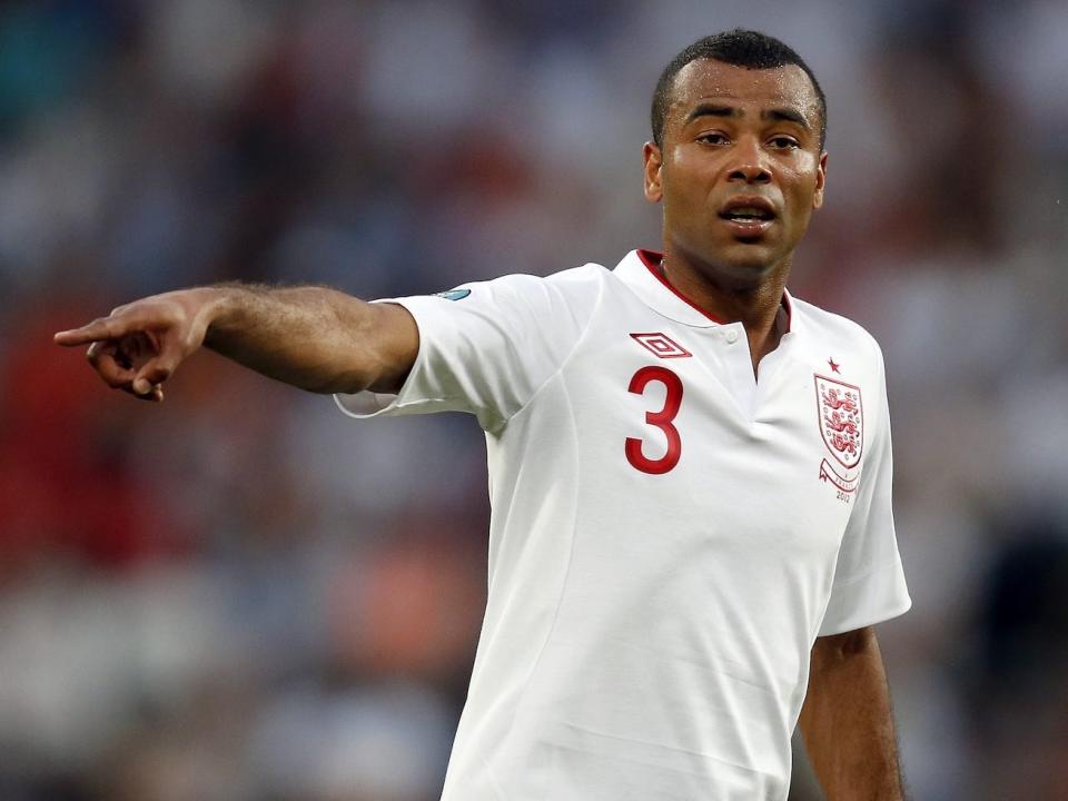 Ashley Cole of England during the UEFA EURO 2012 match between France and England at the Donbas Arena on June 11, 2012 in Donetsk, Ukraine.
