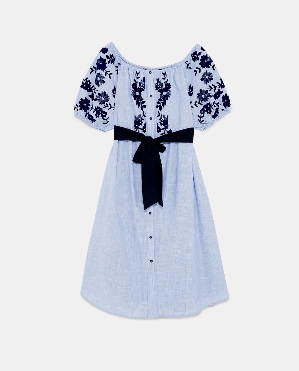 Zara’s Flocked Print Dress is already sold out online. (Photo: Courtesy of Zara)