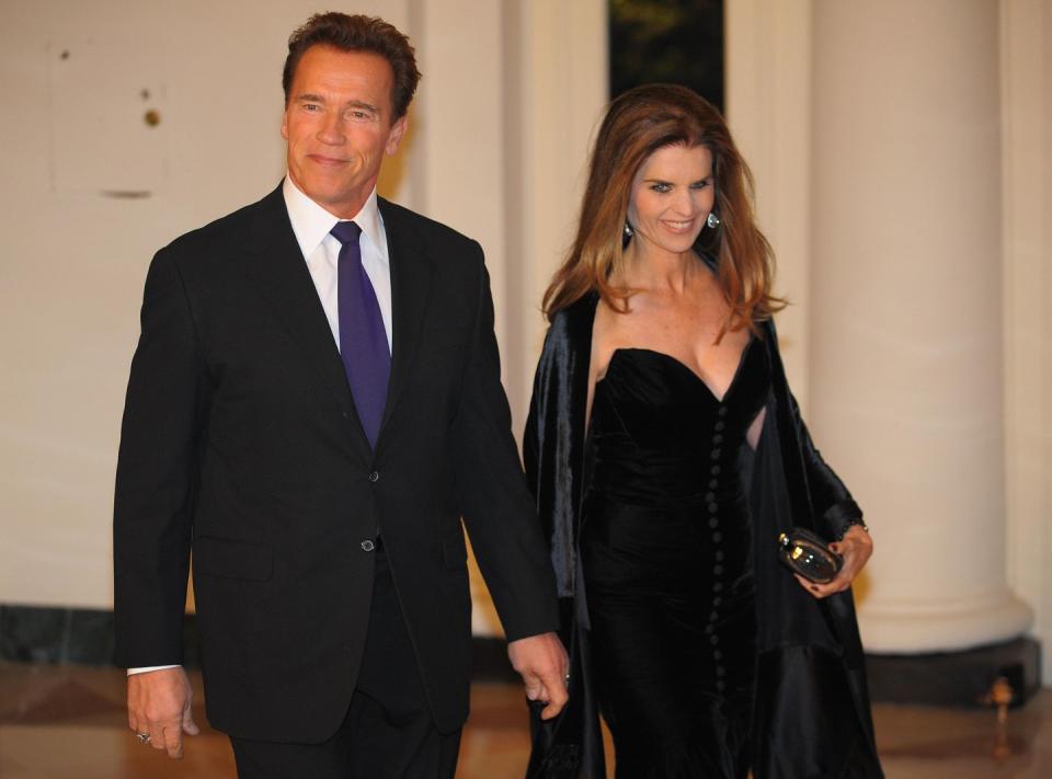 Arnold Schwarzenegger, Maria Shriver, and Mildred Baena