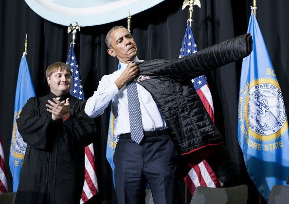 President Obama during his much-awaited visit to South Dakota. Source: Getty