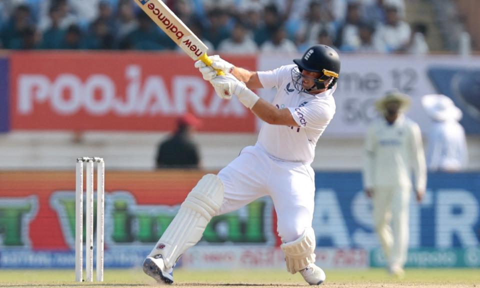 <span>Joe Root’s reverse scoop attempt backfired and India took control of the third Test.</span><span>Photograph: Amit Dave/Reuters</span>