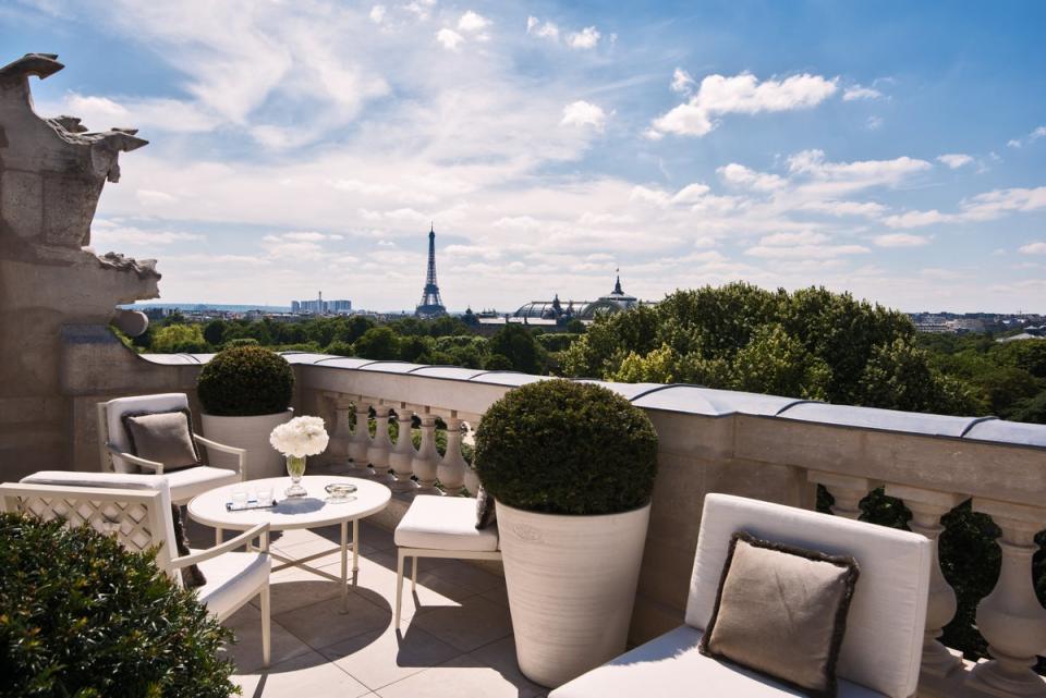 A suite terreace at the Hotel de Crillon (Hotel d Crillone)