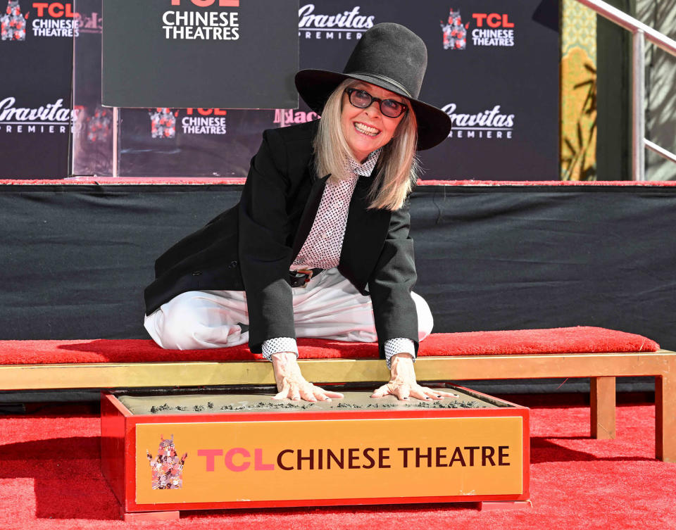 <p>Diane Keaton cements her place in history on Aug. 11 during her hand and footprint ceremony at the TCL Chinese Theatre in Hollywood.</p>