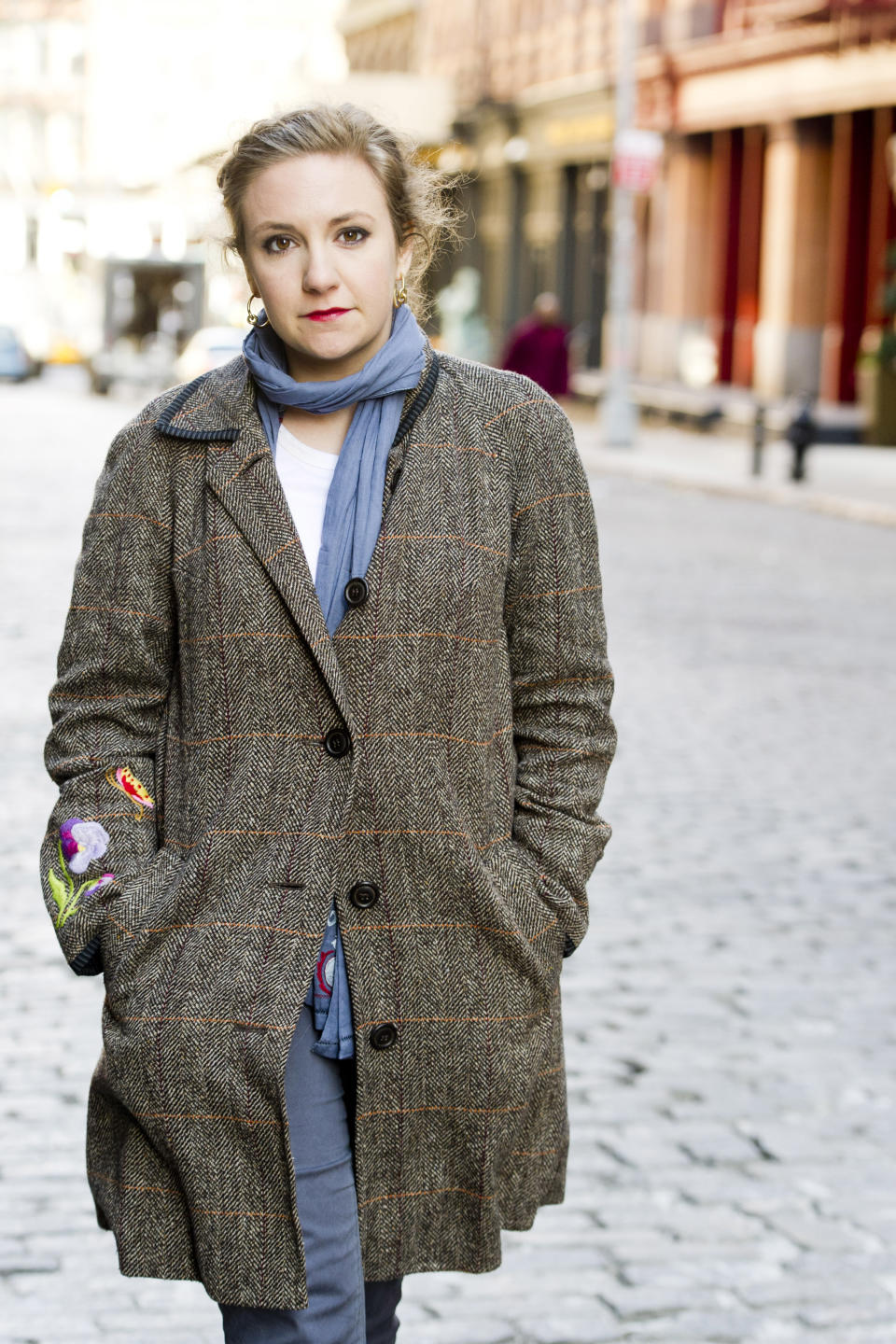 In this March 29, 2012 photo, actress Lena Dunham poses for a portrait in the Tribeca neighborhood of New York. Lena is the creator and the star in the series, "Girls," premiering April 15, at 10:30p.m. EST on HBO. (AP Photo/Charles Sykes)