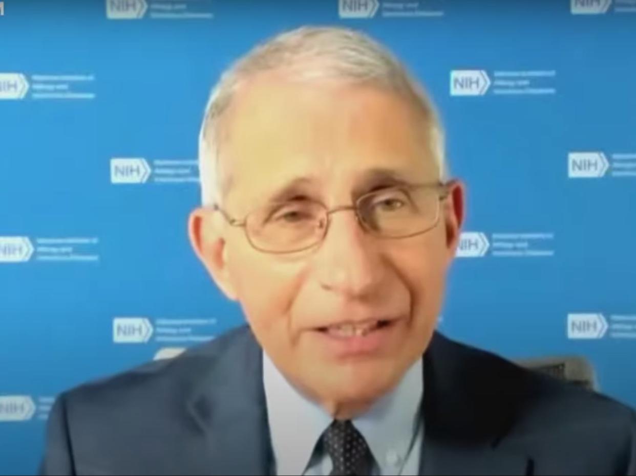 Dr Anthony Fauci says the new strain does not appear to pose a significant threat to current vaccine candidates (Chatham House screengrab)