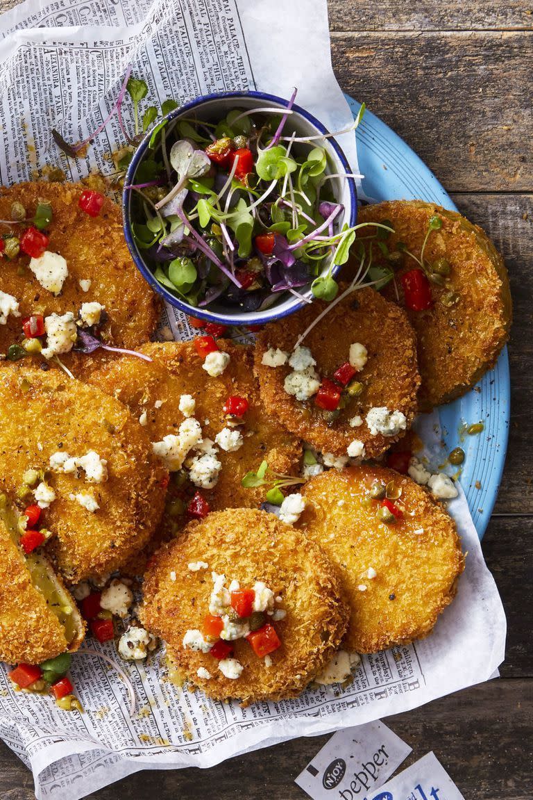 <p>These crunchy panko-crusted tomatoes are a savory Southern favorite — but you can enjoy them wherever you live.</p><p><em><a href="https://www.goodhousekeeping.com/food-recipes/a44677/fried-green-tomatoes-recipe/" rel="nofollow noopener" target="_blank" data-ylk="slk:Get the recipe for Fried Green Tomatoes »;elm:context_link;itc:0;sec:content-canvas" class="link ">Get the recipe for Fried Green Tomatoes »</a></em></p>