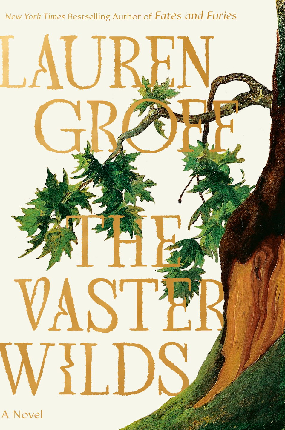 the vaster wilds by lauren groff cover featuring a gnarled tree