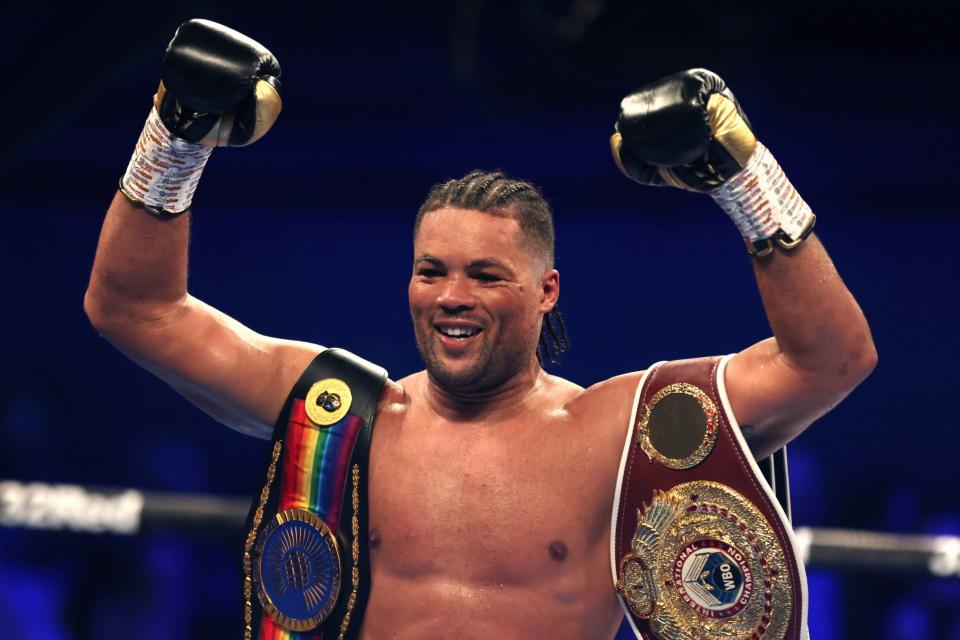 Joe Joyce stopped Carlos Takam in the sixth round of their heavyweight contest in London (PA)