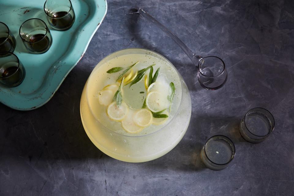 Champagne Punch with Ginger, Lemon, and Sage