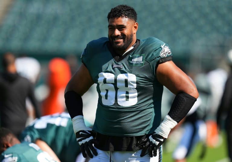 Australian offensive tackle <a class="link " href="https://sports.yahoo.com/nfl/players/31203" data-i13n="sec:content-canvas;subsec:anchor_text;elm:context_link" data-ylk="slk:Jordan Mailata;sec:content-canvas;subsec:anchor_text;elm:context_link;itc:0">Jordan Mailata</a> of the <a class="link " href="https://sports.yahoo.com/nfl/teams/philadelphia/" data-i13n="sec:content-canvas;subsec:anchor_text;elm:context_link" data-ylk="slk:Philadelphia Eagles;sec:content-canvas;subsec:anchor_text;elm:context_link;itc:0">Philadelphia Eagles</a> is among the players who found an NFL spot with help from a program for global talent that is being expanded to include all 32 clubs starting next year (Mitchell Leff)