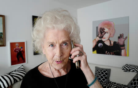 DJ Wika Szmyt, 80, talks on the phone at her home before leaving to play music at a club in Warsaw, Poland March 25, 2019. Picture taken March 25, 2019. REUTERS/Kacper Pempel