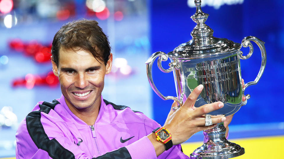 Pictured here, Spaniard Rafael Nadal with the 2019 US Open trophy.